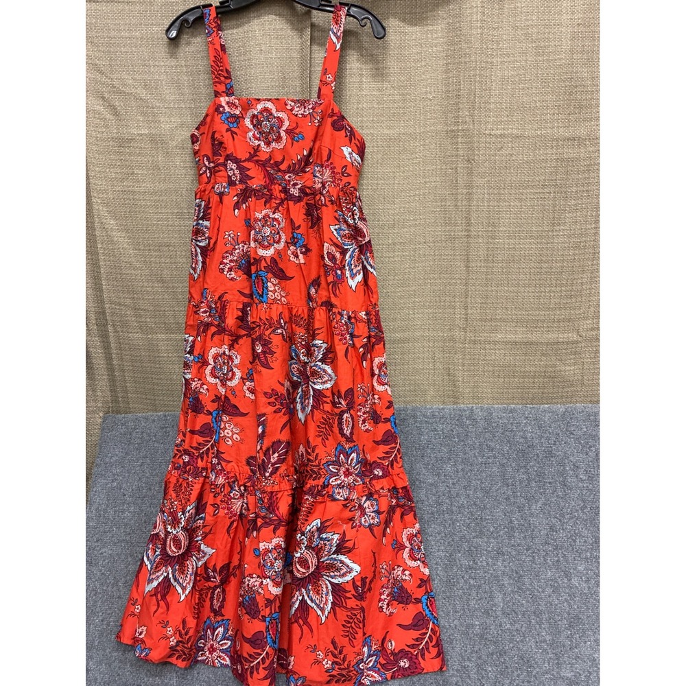 Rhode Target Orange Floral Tiered Maxi Dress Small Sleeveless Boho Summer Sun
